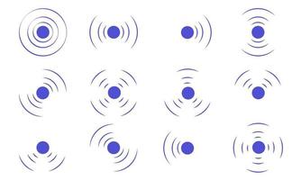 reeks echo sonar golven. blauw radar symbolen Aan zee en ultrasoon signaal reflectie. verzameling icoon detecteren en scannen trillingen of water. ronde pulserend cirkel Golf systeem vector illustratie concept