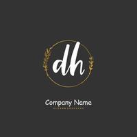 d h dh eerste handschrift en handtekening logo ontwerp met cirkel. mooi ontwerp handgeschreven logo voor mode, team, bruiloft, luxe logo. vector