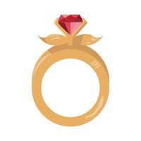 goud ring met rood edelsteen. vector illustratie geïsoleerd Aan wit achtergrond.