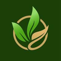 cirkel bladeren ecologie logo, ronde icoon symbool vector ontwerp