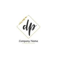 d p dp eerste handschrift en handtekening logo ontwerp met cirkel. mooi ontwerp handgeschreven logo voor mode, team, bruiloft, luxe logo. vector