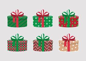 kleurrijk geschenk dozen met lint sticker. reeks van geschenk dozen verschillend ontwerp Aan wit achtergrond vector