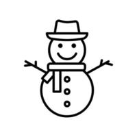 sneeuwman icoon voor winter en vakantie in zwart schets stijl vector