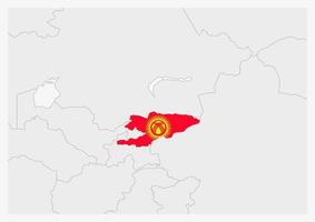 Kirgizië kaart gemarkeerd in Kirgizië vlag kleuren vector