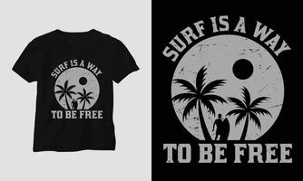 surfing t-shirt ontwerp, retro kleur vector