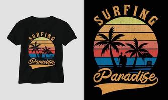 surfing t-shirt ontwerp, retro kleur vector