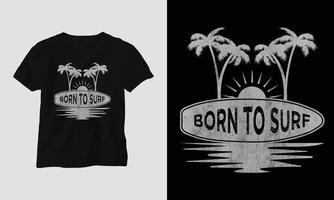 surfing t-shirt ontwerp, retro kleur vector