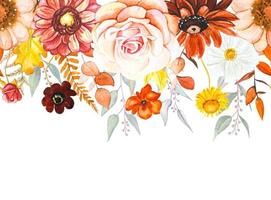 bloemen naadloos grens met herfst knoppen, waterverf vector