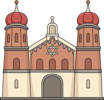 Chanoeka Joods kerk tekenfilm gekleurde clip art vector