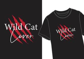wild kat minnaar - t-shirt ontwerp vector