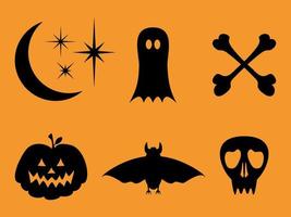 schattig gemakkelijk halloween vector karakter silhouet pictogrammen