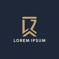 lz eerste monogram logo ontwerp in een rechthoekig stijl met gebogen zijden vector