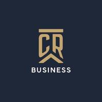 cr eerste monogram logo ontwerp in een rechthoekig stijl met gebogen zijden vector