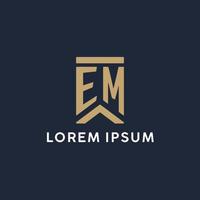 em eerste monogram logo ontwerp in een rechthoekig stijl met gebogen zijden vector