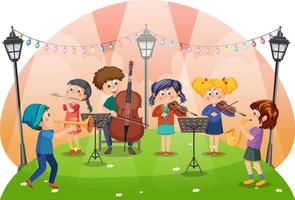 kinderen spelen muziek- Bij park vector