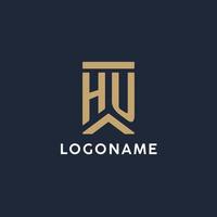 hoezo eerste monogram logo ontwerp in een rechthoekig stijl met gebogen zijden vector