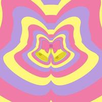 vector illustratie van rinkelen klokken versierd met roze boog. abstract regenboog achtergrond met herhalen silhouet bellen. concept kerstmis, nieuw jaar. modieus y2k retro hippie afdrukken. hypnotiserend patroon