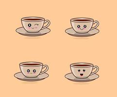 vector grafisch ontwerp illustratie van een groep van koffie cups met divers grappig uitdrukkingen