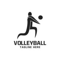 volleybal logo ontwerp met volley speler silhouet icoon vector
