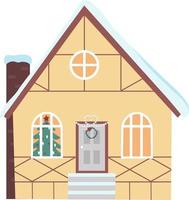 vector illustratie van Scandinavisch huis. reeks van geïsoleerd versierd gebouwen voor nieuw jaar en Kerstmis