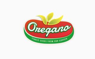 supermarkt logo. vers logo voor groen fruit en groente op te slaan met blad vector