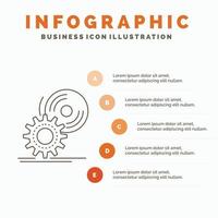 CD. schijf. installeren. software. DVD infographics sjabloon voor website en presentatie. lijn grijs icoon met oranje infographic stijl vector illustratie