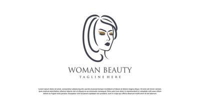 vrouw logo ontwerp met creatief uniek stijl premie vector