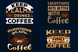 modern koffie typografie t-shirt ontwerp bundel, koffie leuze drinken t-shirt reeks vector