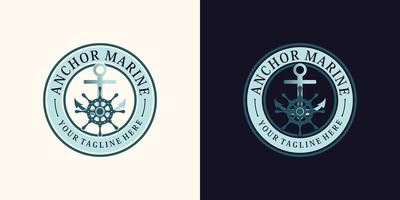 anker logo ontwerp voor matroos icoon met creatief concept premie vector