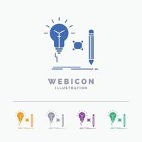 idee. in zicht. sleutel. lamp. gloeilamp 5 kleur glyph web icoon sjabloon geïsoleerd Aan wit. vector illustratie