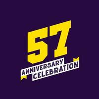 57e verjaardag viering vector ontwerp, 57 jaren verjaardag
