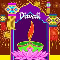 schattig tekenfilm illustratie van diwali dag vector