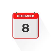 8e december kalender icoon. december 8 kalender datum maand icoon vector illustrator