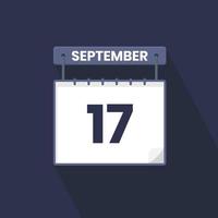 17e september kalender icoon. september 17 kalender datum maand icoon vector illustrator