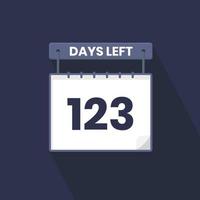 123 dagen links countdown voor verkoop Promotie. 123 dagen links naar Gaan promotionele verkoop banier vector