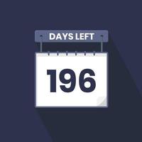 196 dagen links countdown voor verkoop Promotie. 196 dagen links naar Gaan promotionele verkoop banier vector