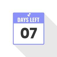 7 dagen links countdown verkoop icoon. 7 dagen links naar Gaan promotionele banier vector