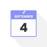 september 4 kalender icoon. datum, maand kalender icoon vector illustratie