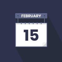 15e februari kalender icoon. februari 15 kalender datum maand icoon vector illustrator