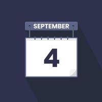 4e september kalender icoon. september 4 kalender datum maand icoon vector illustrator
