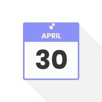 april 30 kalender icoon. datum, maand kalender icoon vector illustratie