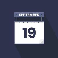 19e september kalender icoon. september 19 kalender datum maand icoon vector illustrator