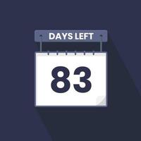 83 dagen links countdown voor verkoop Promotie. 83 dagen links naar Gaan promotionele verkoop banier vector