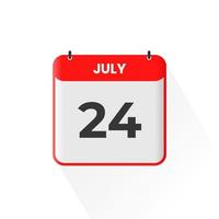 24e juli kalender icoon. juli 24 kalender datum maand icoon vector illustrator