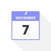 november 7 kalender icoon. datum, maand kalender icoon vector illustratie
