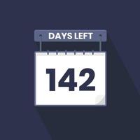 142 dagen links countdown voor verkoop Promotie. 142 dagen links naar Gaan promotionele verkoop banier vector
