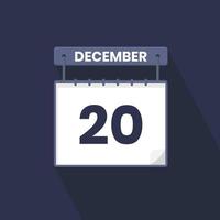 20e december kalender icoon. december 20 kalender datum maand icoon vector illustrator