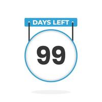 99 dagen links countdown voor verkoop Promotie. 99 dagen links naar Gaan promotionele verkoop banier vector