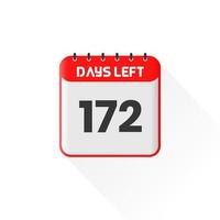 countdown icoon 172 dagen links voor verkoop Promotie. promotionele verkoop banier 172 dagen links naar Gaan vector