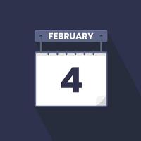 4e februari kalender icoon. februari 4 kalender datum maand icoon vector illustrator